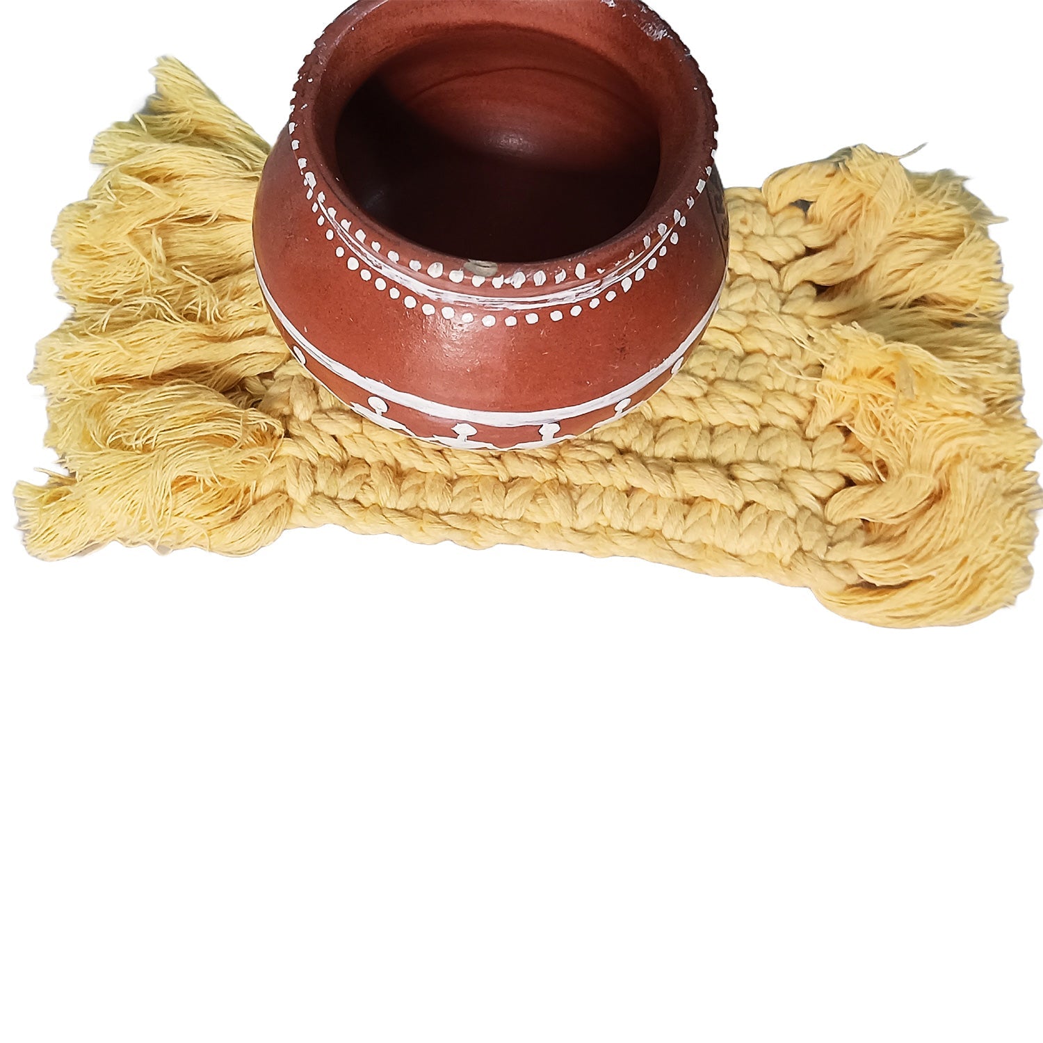 Handmade Macrame Coasters Square and Heart Shape Pack of 3