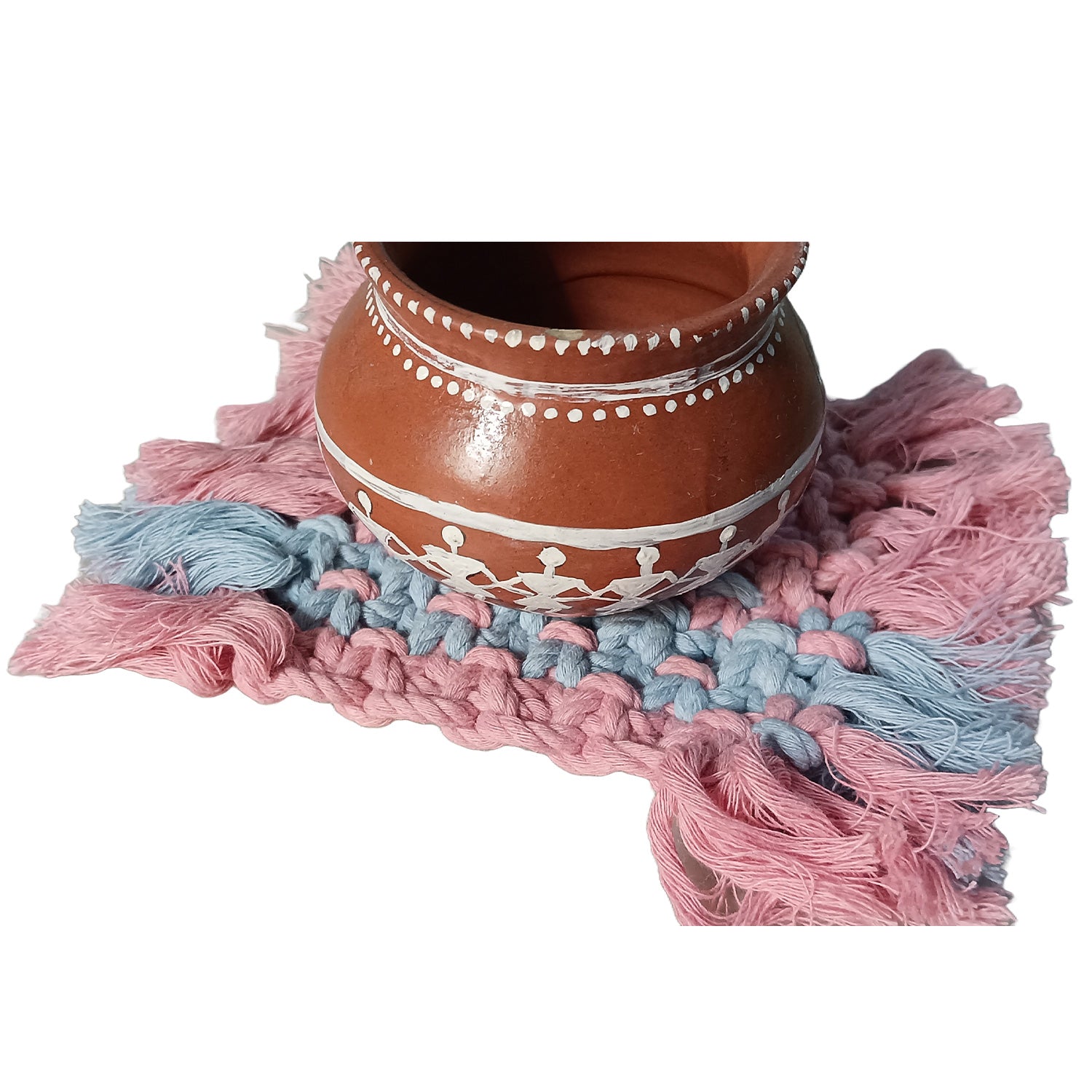 Handmade Macrame Coasters Square and Heart Shape Pack of 3