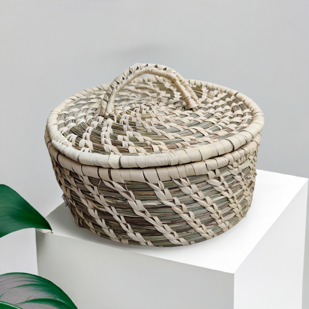 Roti Baskets Made Of Sabai Grass With  Lid